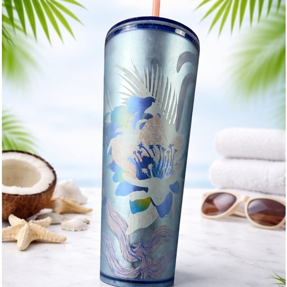 Starbucks Other - Starbucks Blue View Through Garden Soft Touch Venti Cold Cup Tumbler 24oz